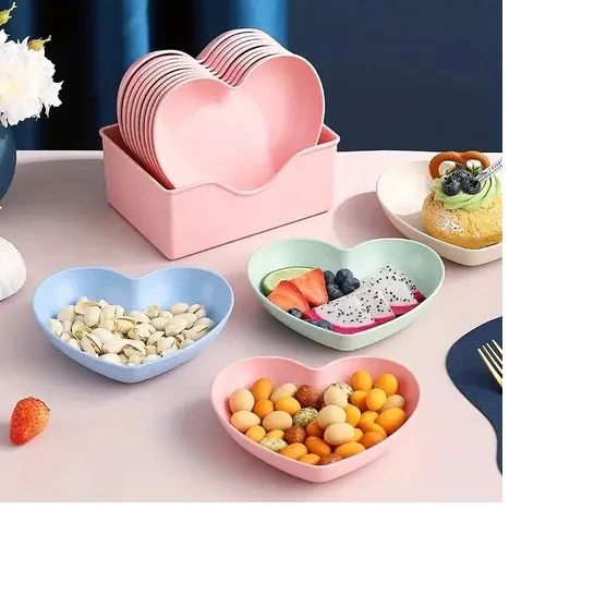 10Pcs Multi-Function Spit Bone Heart Shape Plate Set Dish