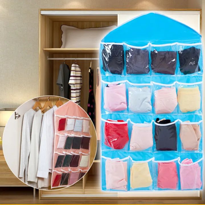 16 Grid Pockets Clear Hanging Bag