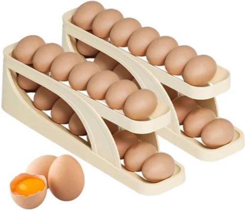 2 Tier Egg Organizer Automatic Storage Tray