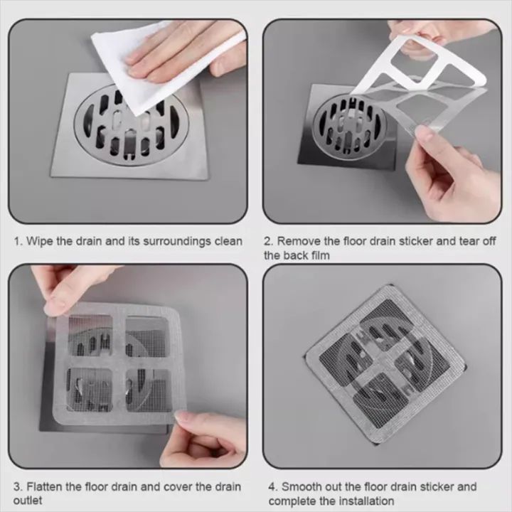 10Pcs Floor Drain Stickers / Bathroom Hair Filter Hair Net