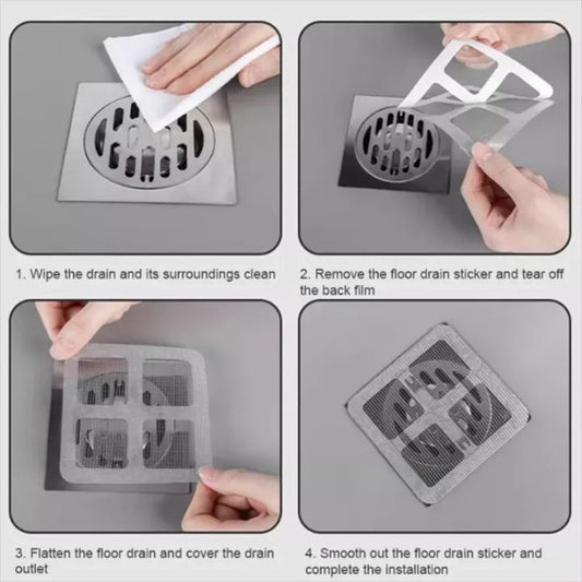 10Pcs Floor Drain Stickers / Bathroom Hair Filter Hair Net