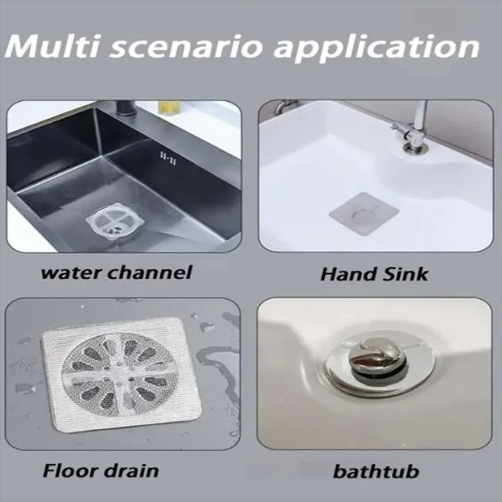 10Pcs Floor Drain Stickers / Bathroom Hair Filter Hair Net