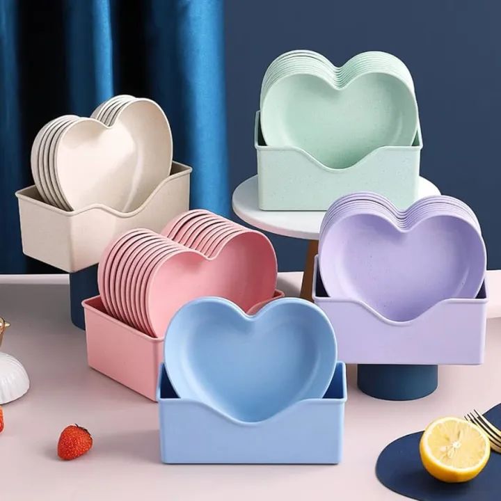10Pcs Multi-Function Spit Bone Heart Shape Plate Set Dish