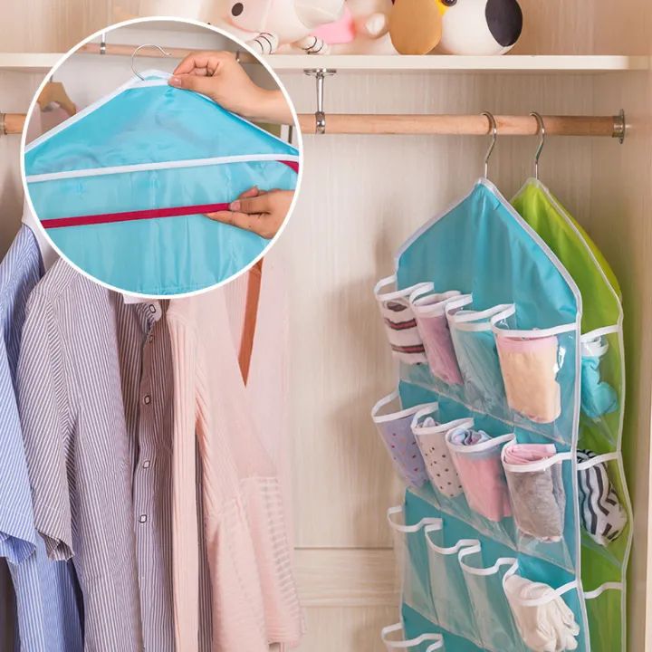16 Grid Pockets Clear Hanging Bag
