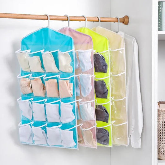 16 Grid Pockets Clear Hanging Bag