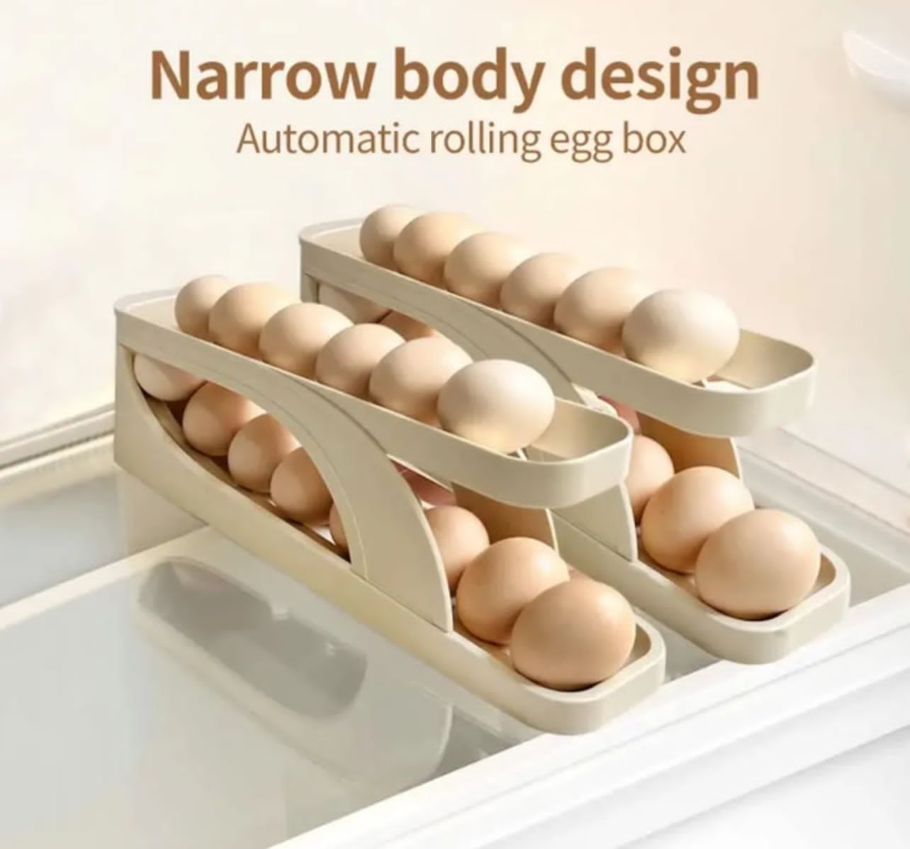 2 Tier Egg Organizer Automatic Storage Tray