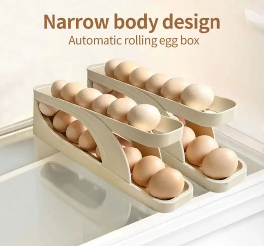 2 Tier Egg Organizer Automatic Storage Tray