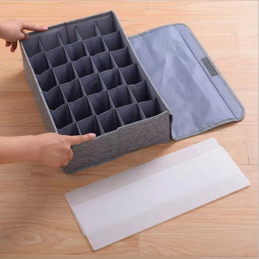30 Grids Underwear Socks Storage Organizer With Foldable Closet Drawer Divider
