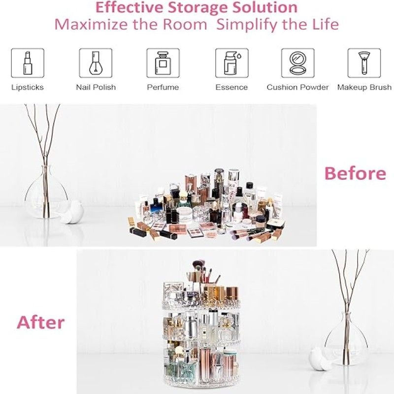 360 Rotating Diamond Cut Cosmetic Organizer Cosmetic Organizer