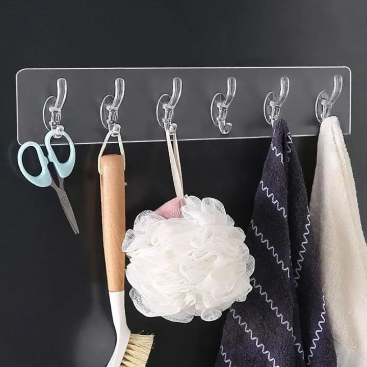 6 Hooks Transparent Self Adhesive