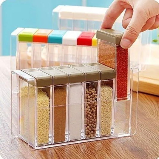 6 Piece Kitchen Decor Transparent Spice Jar Set With Colorful Lids For Flavorful Seasoning Storage Kitchen
