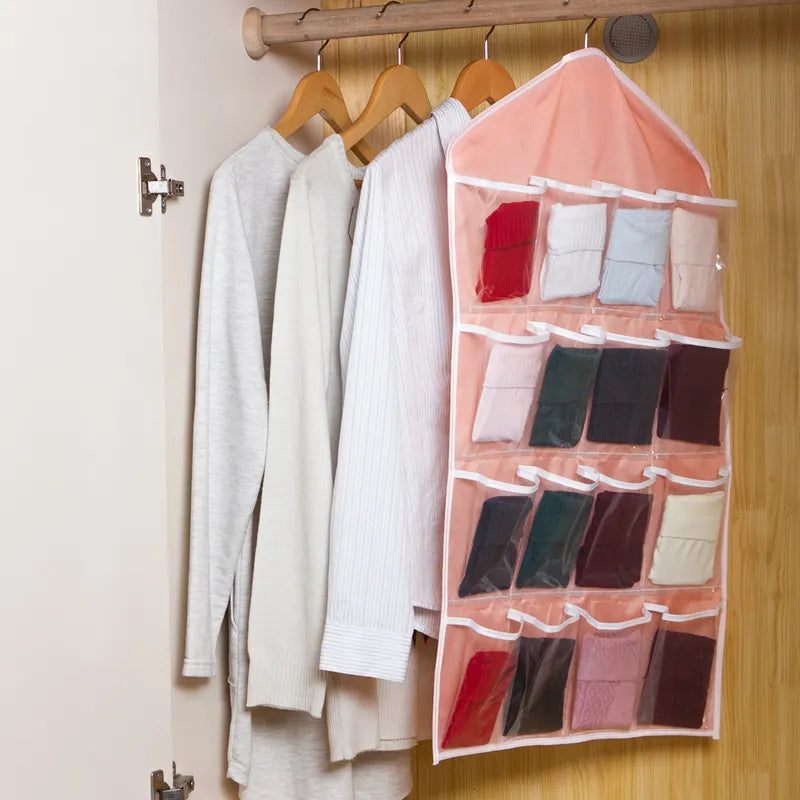 16 Grid Pockets Clear Hanging Bag